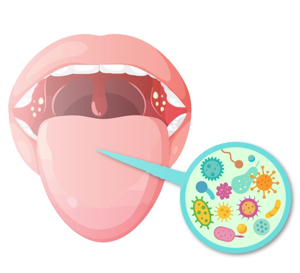 oral microbiome bacteria balance illustration